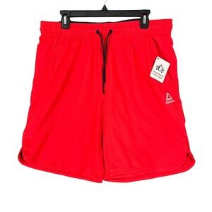 Reebok Gym Shorts Slim Mens L 9" Red Activewear Running Workout Training Fitness